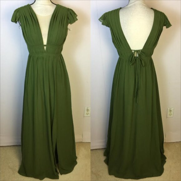 Revelry Forest Green Cap Sleeve Maxi Dress - Picture 1 of 15